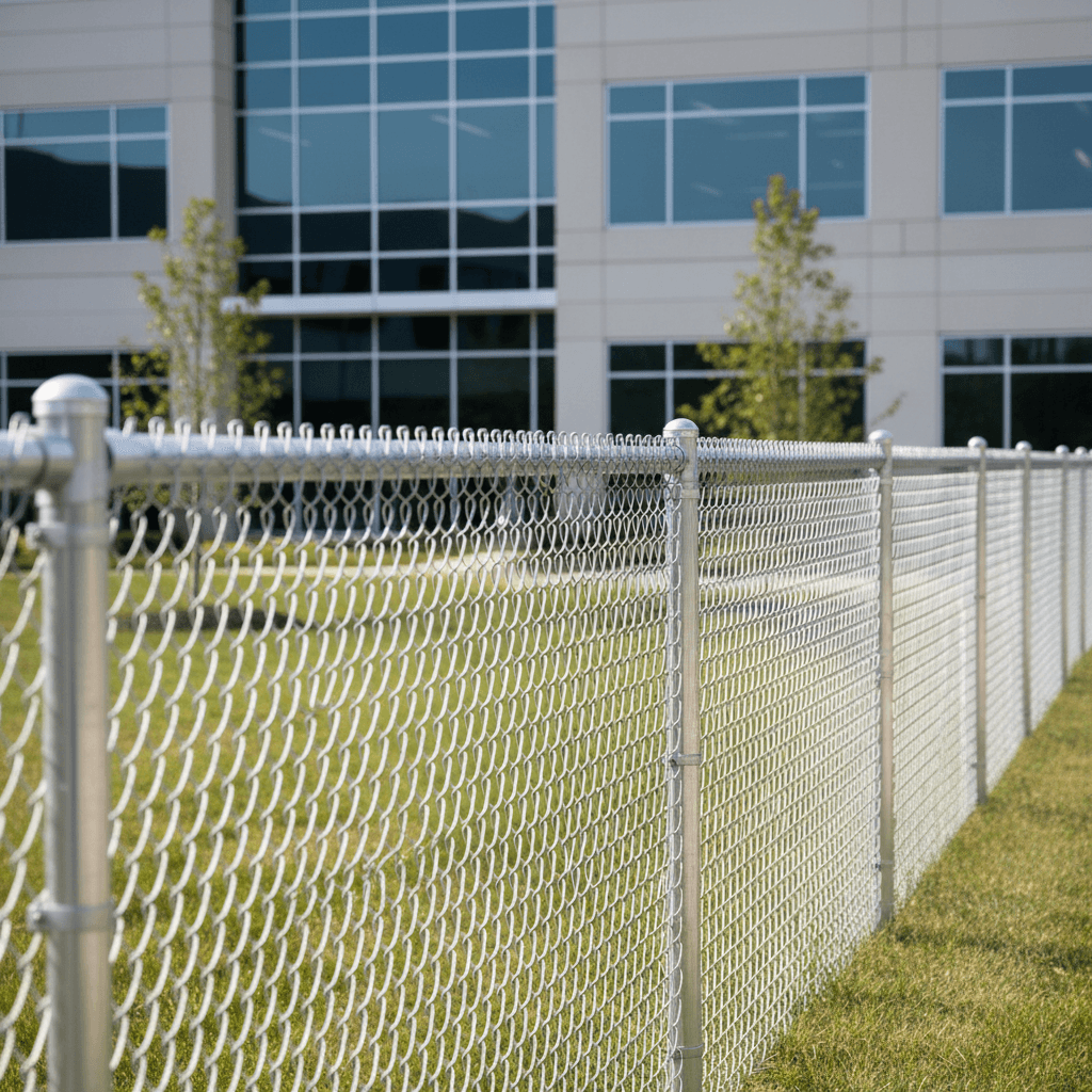 Professional aluminum chain-link fence commercial installation