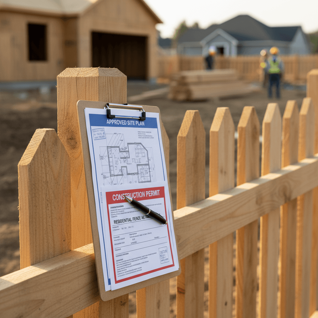 Site plans and permits on clipboard