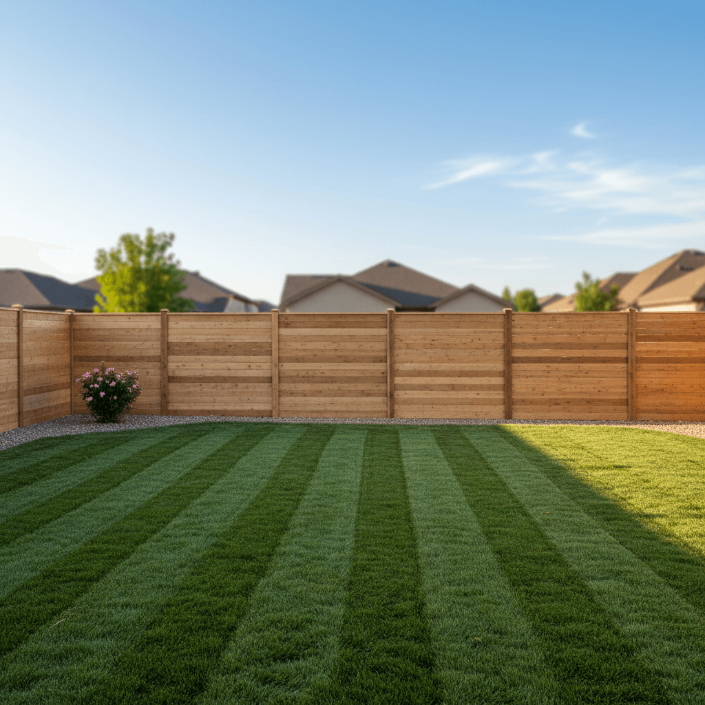 Completed wood fence in a Fort Wayne backyard with a clean, finished appearance