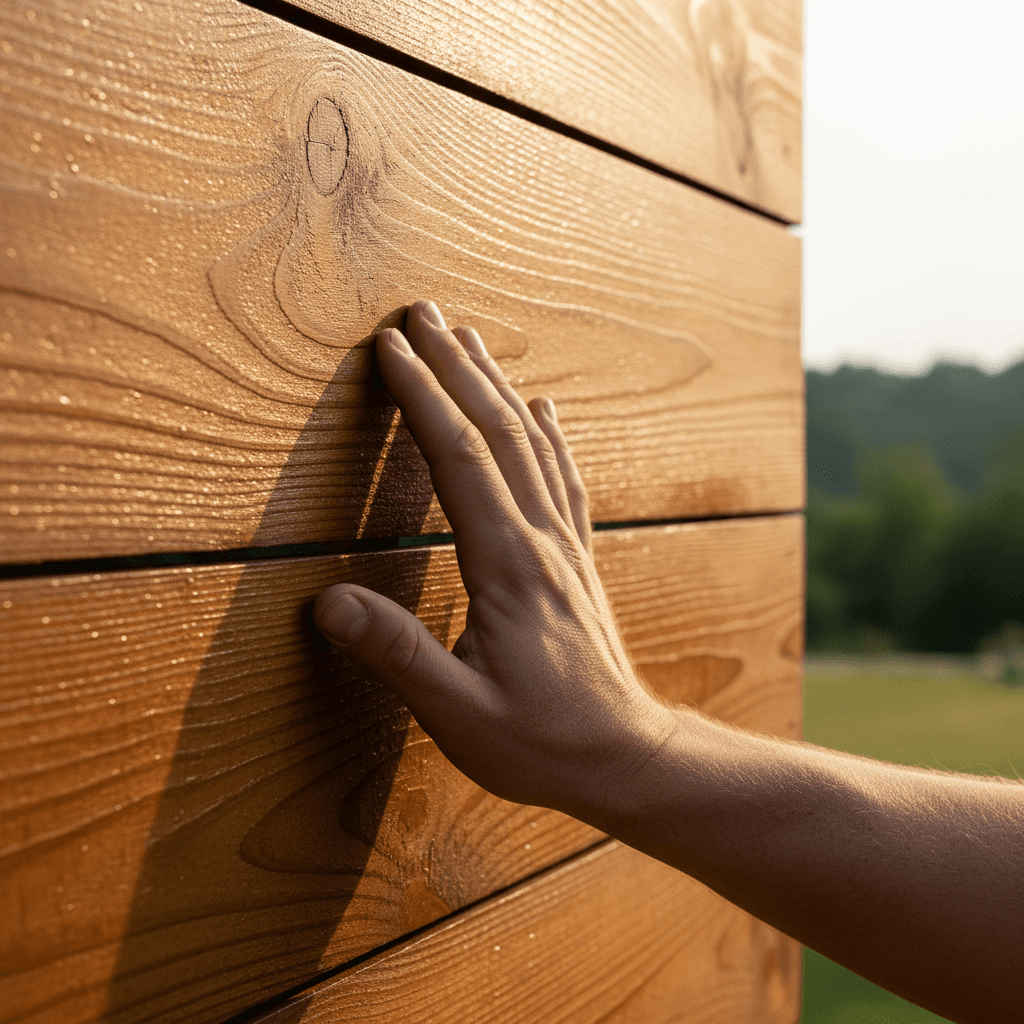 Close-up of custom stained cedar fence boards showing premium wood quality